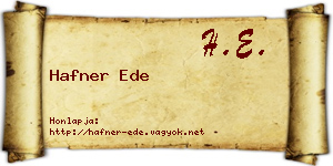 Hafner Ede névjegykártya